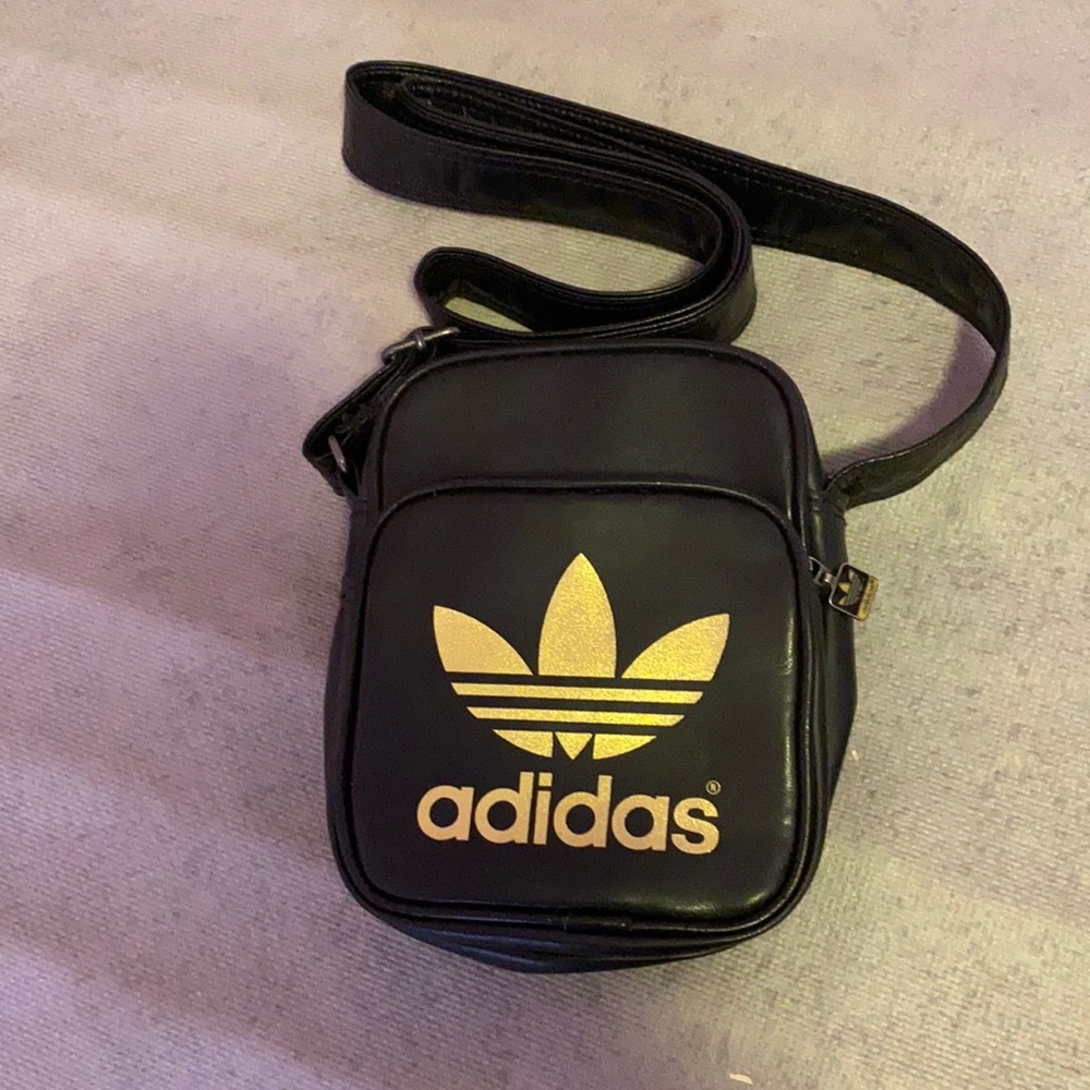 Adidas Logo Black & Gold Crossbody Bag